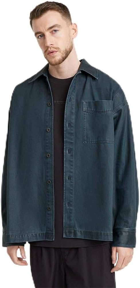 G-Star Men's Boxy Fit Shirt Overshirts, Blue (Worn In Night Ocean